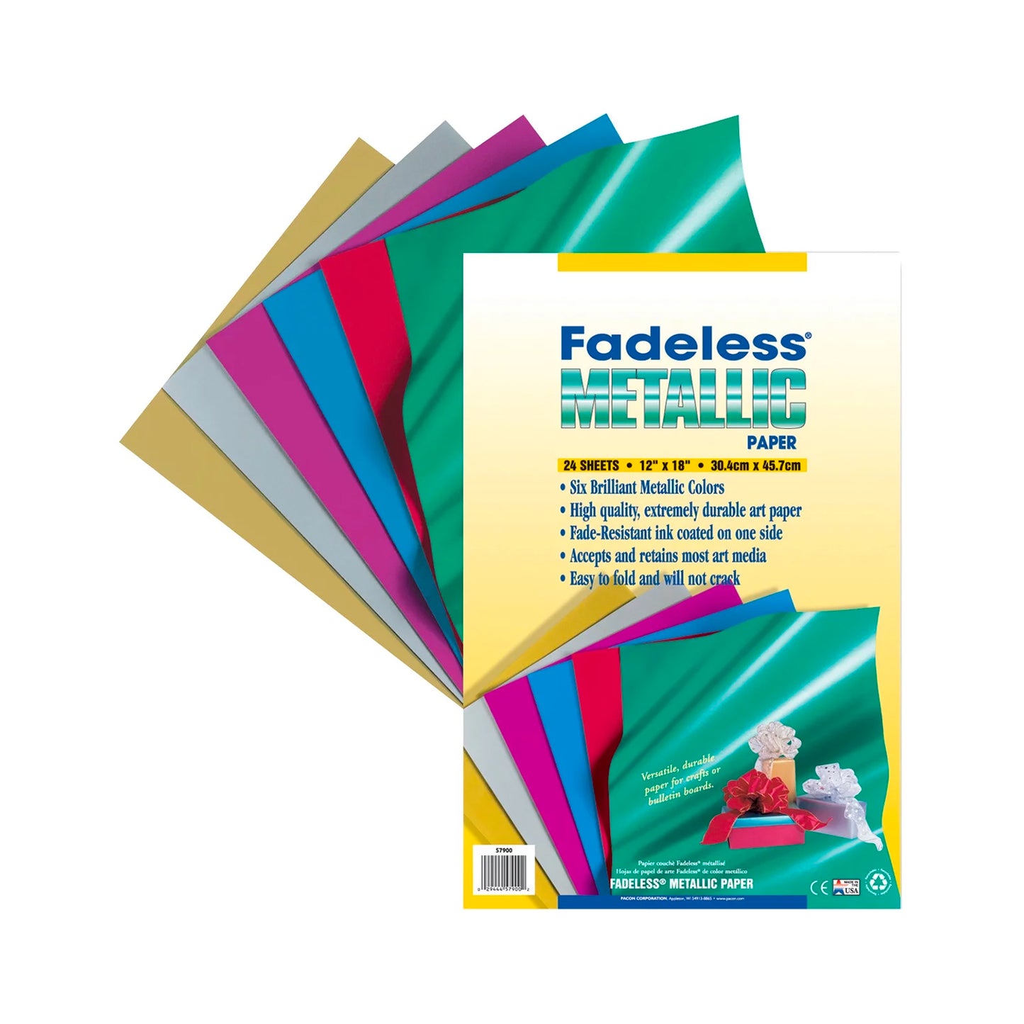 12” x 18” Metallic Fadeless Paper, 6 Colours - 24 Sheets