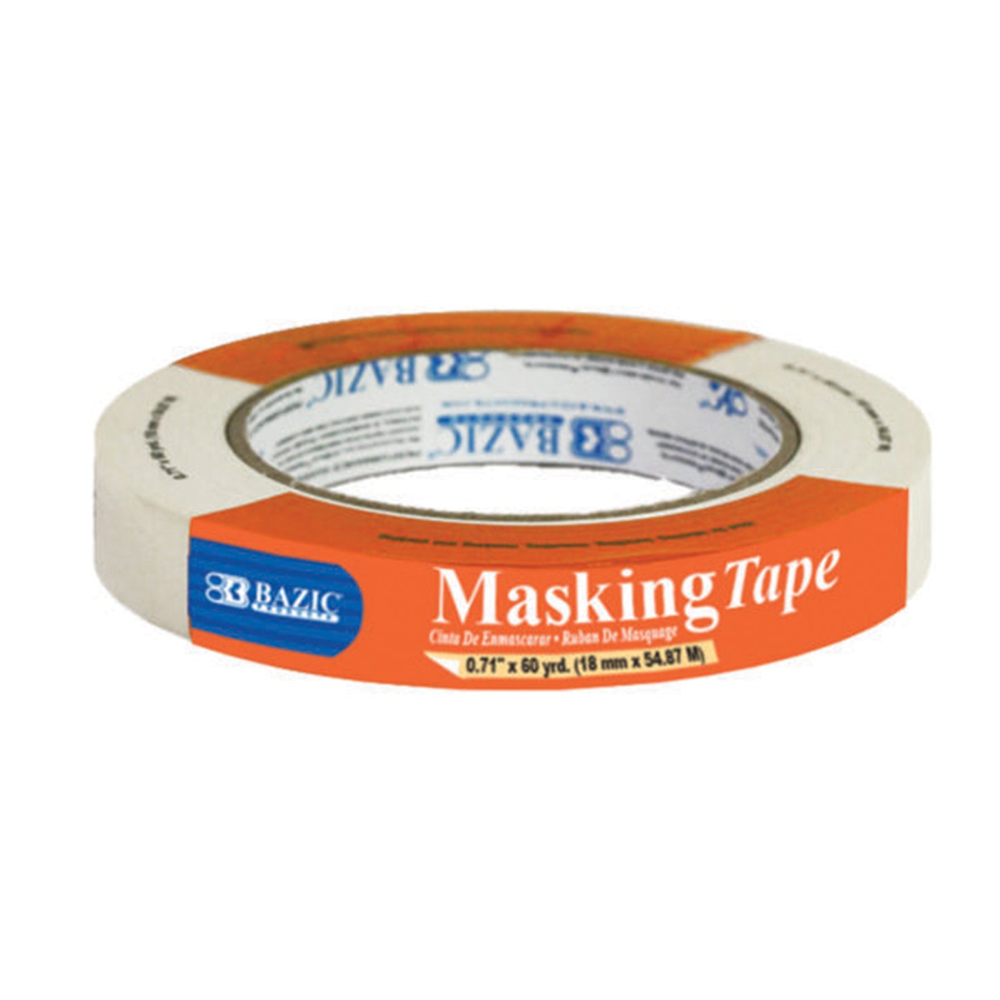 Bazic 18mm x 55m Masking Tape, 3" Core