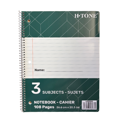 8” x 10.5” Ruled, Coiled Exercise Book – 108 Pages