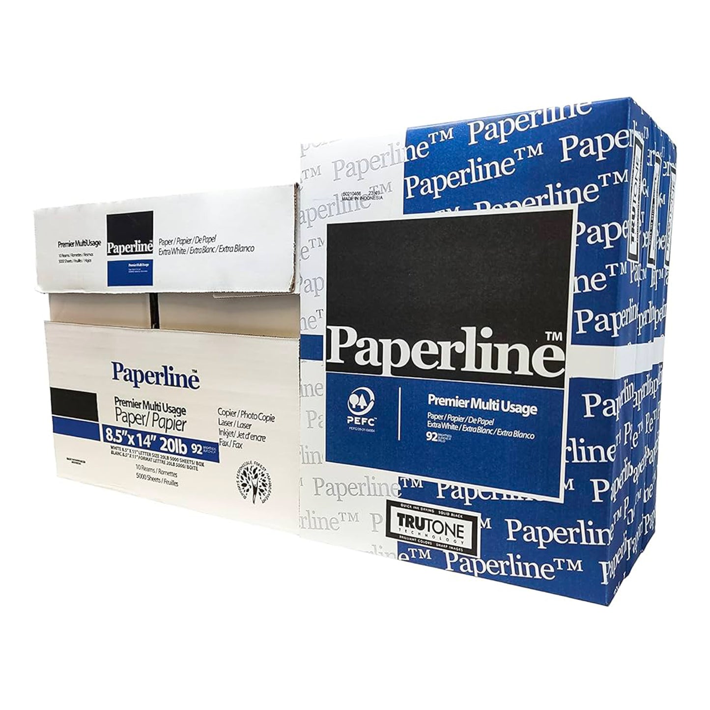 8.5" x 14" Copy Paper, White 0% recycled - 5000 Sheets