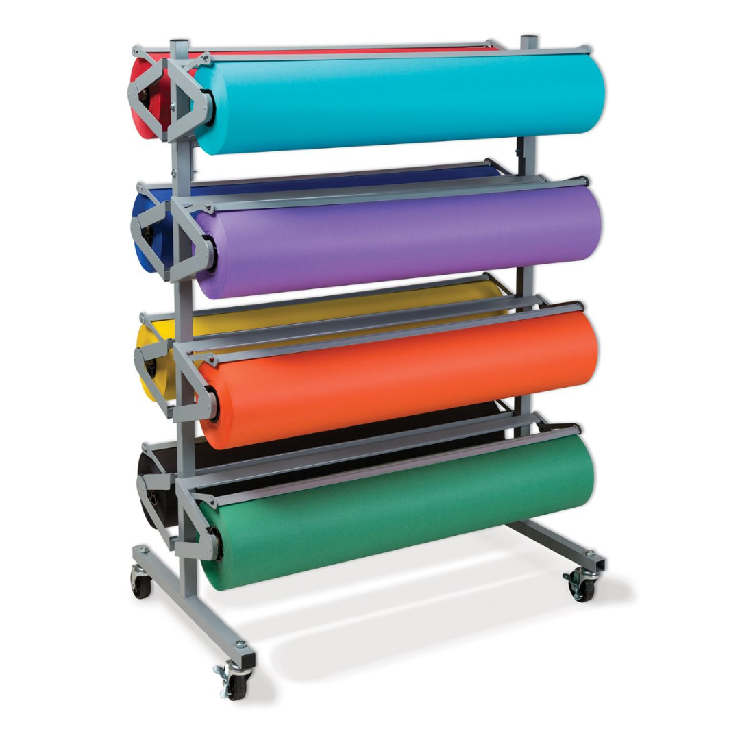 Mobile Art Roll Rack For Eight 36" Rolls, Horizontal