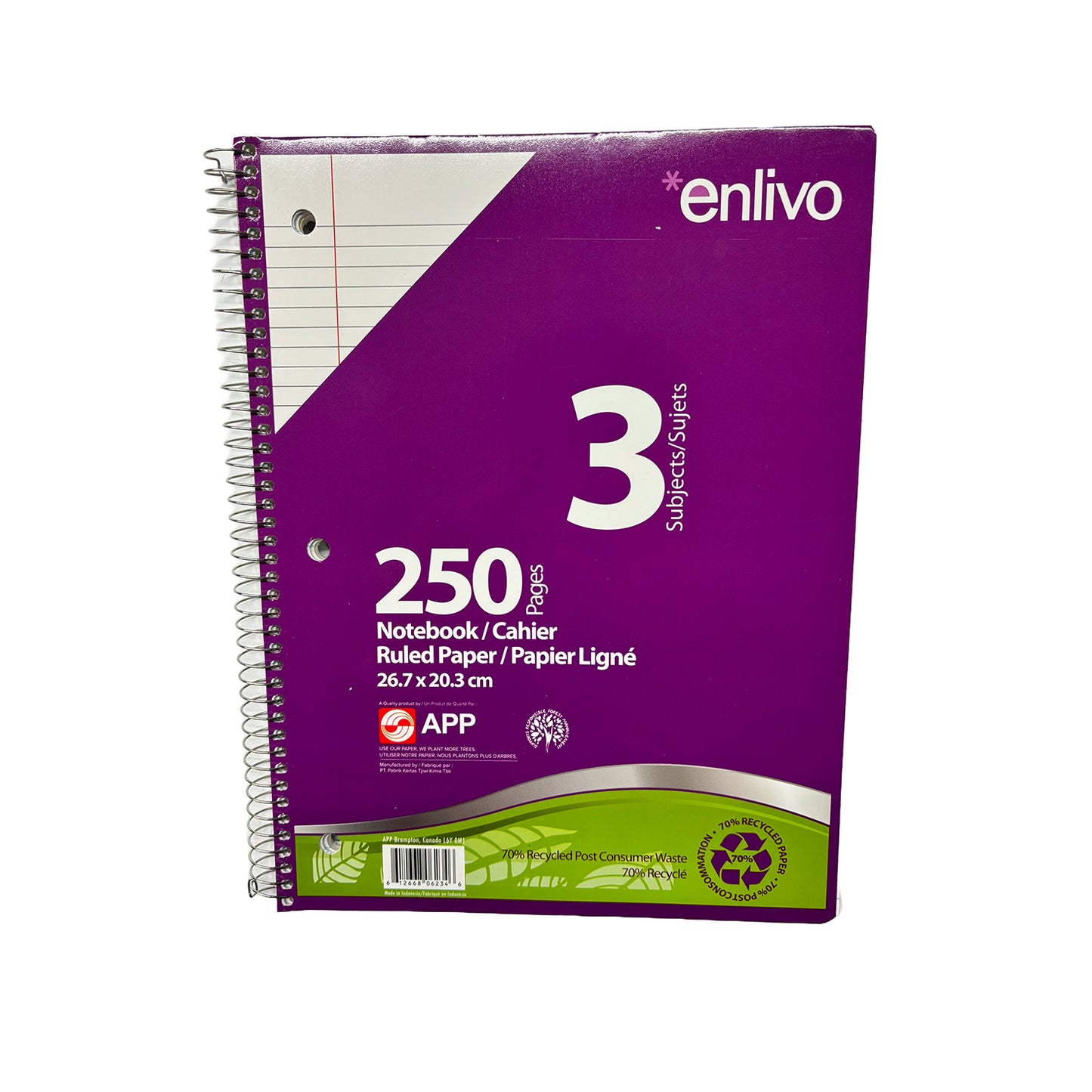 8” x 10.5” Ruled, Coiled Exercise Book – 250 Pages