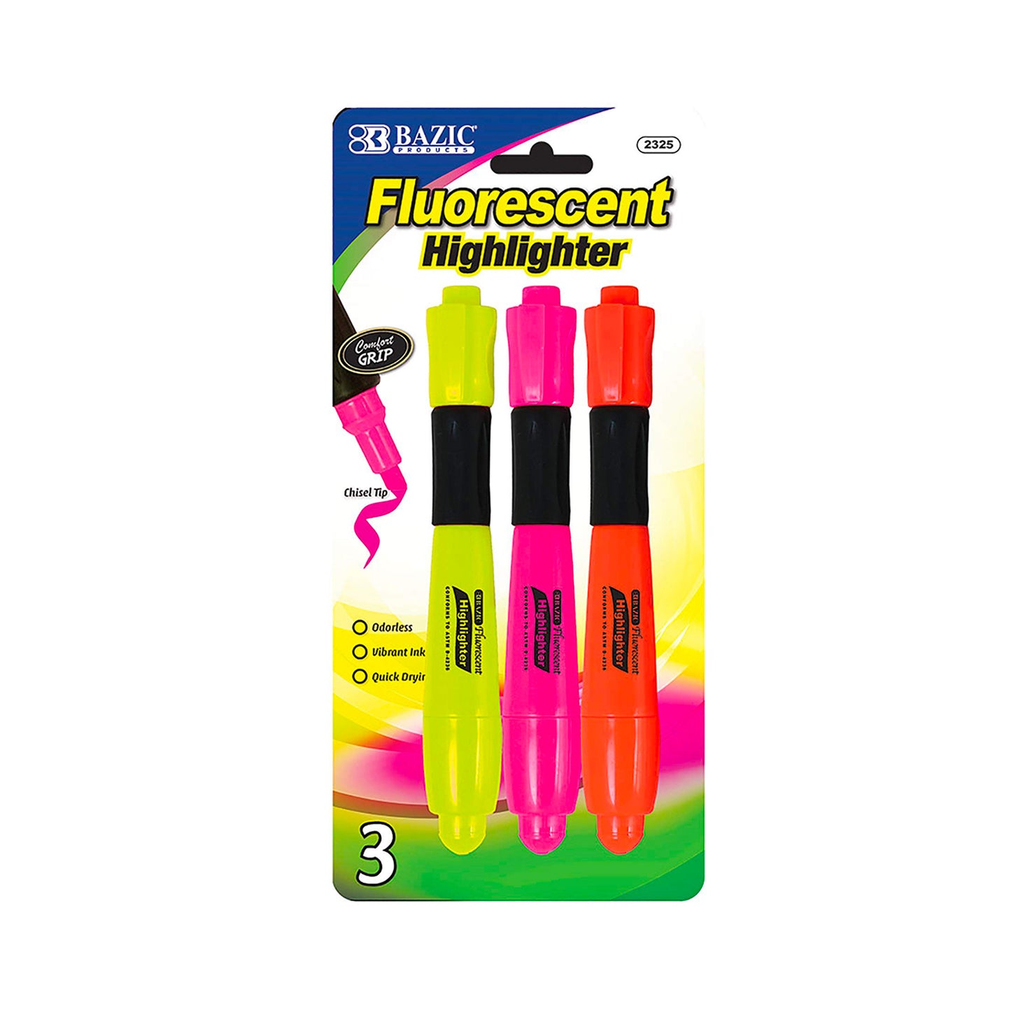 Bazic "Comfort Grip" Highlighter - 3 Colours