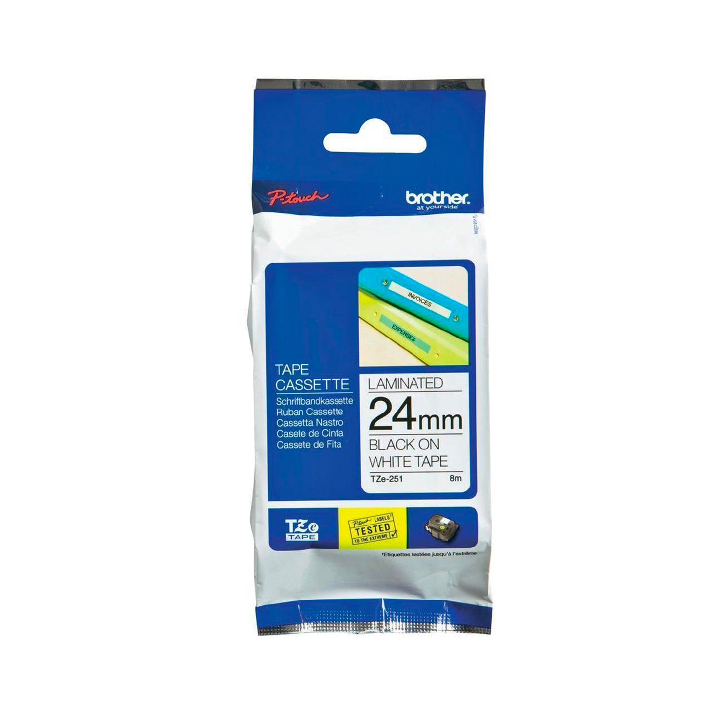 24mm Black on White P-Touch Labels