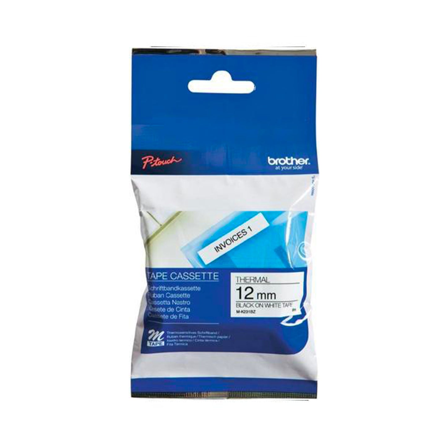 12mm Black on White P-Touch "M" Series