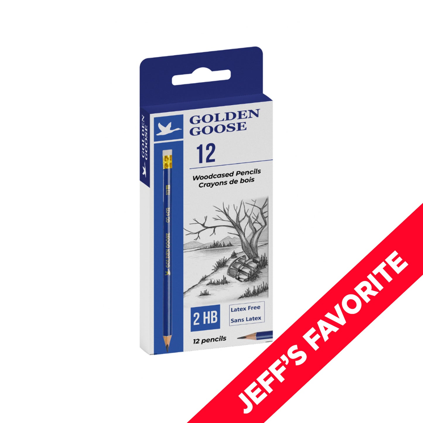 Golden Goose HB Blue Pencils With White Eraser - Box of 12