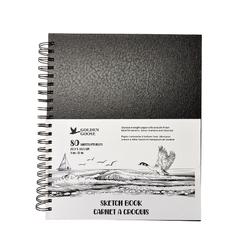 9" x 12” Golden Goose Hard Cover Sketch Book – 80 Sheets