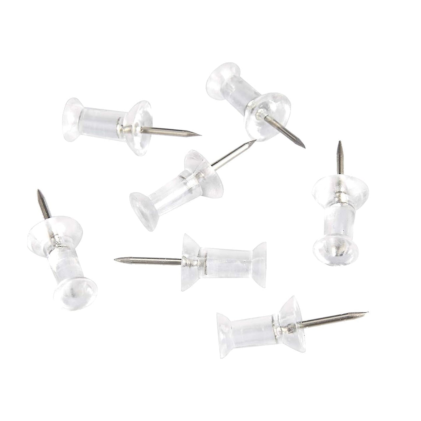 Plastic Push Pins, Clear - Box of 100