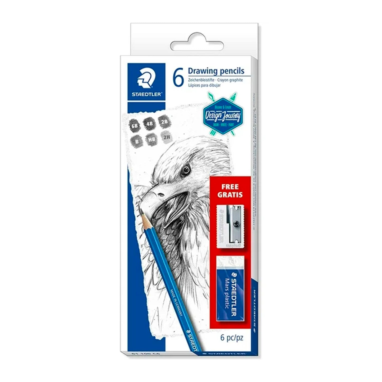 Staedtler Sketching/Drawing Pencil Set (2H, HB, 2B,4B) - 6 Pack