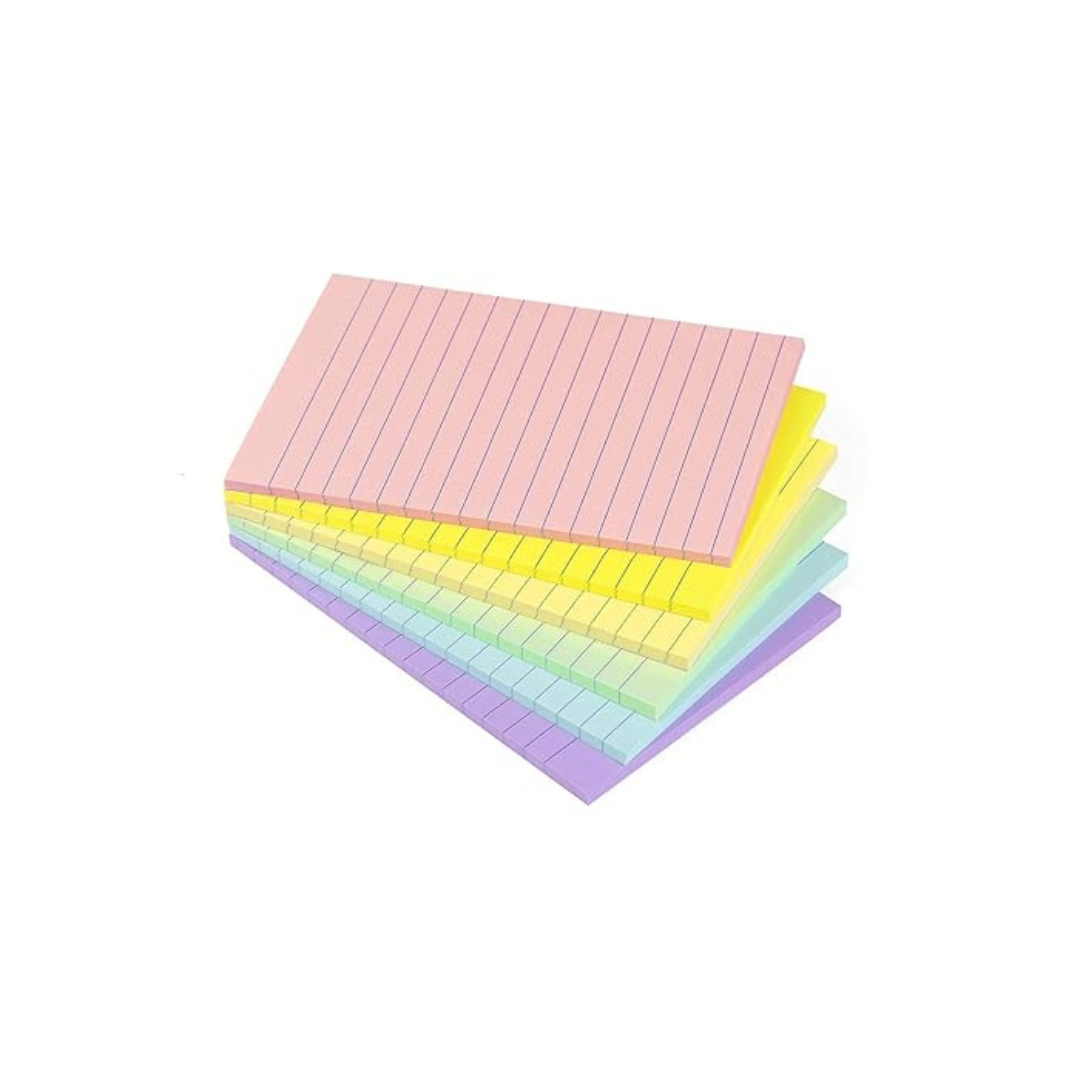 Bazic Lined Sticky Notes 4"x6" Pastel - pad of 50