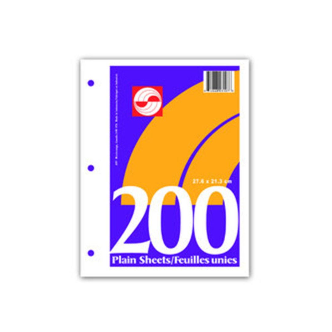 Looseleaf Plain Refill Paper - 200 Sheets