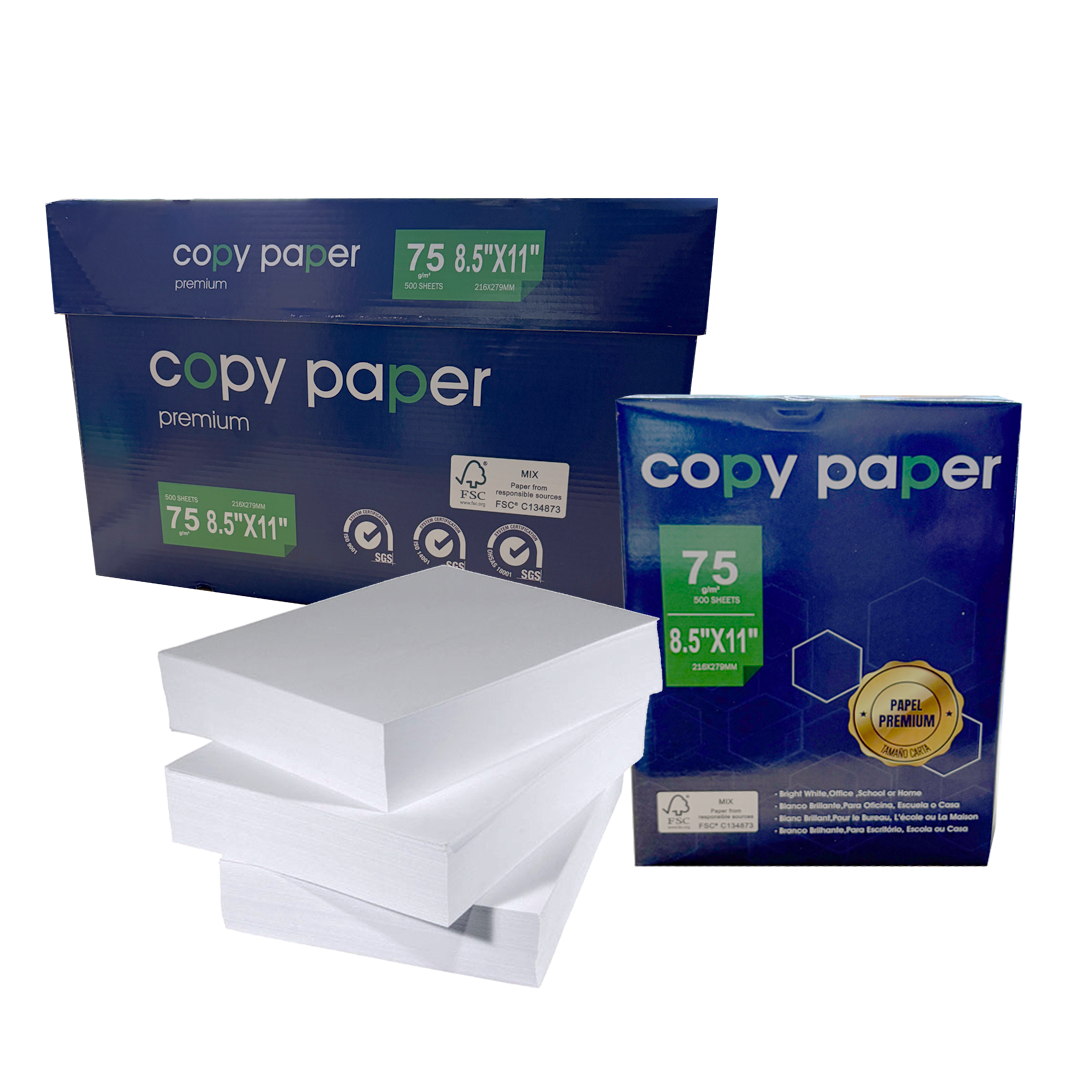 8.5" x 11" Copy Paper, White 0% recycled - 5000 Sheets