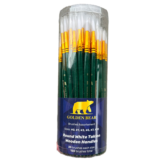 Round White Taklon Brushes - Golden Bear