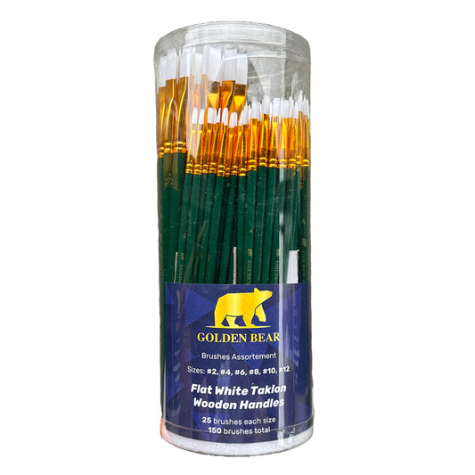 Flat White Taklon Brushes - Golden Bear