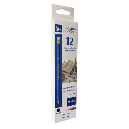 Golden Goose Hexagonal HB Blue pencils With White Eraser - Box of 12