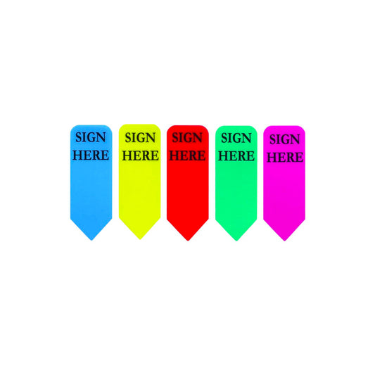 0.5" x 1.7" (PLEASE SIGN HERE) Arrow Flags 100 Pack - 5 Assorted
