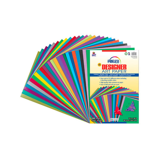 12” x 18” Designer Fadeless Paper, 25 Colours - 100 Sheets