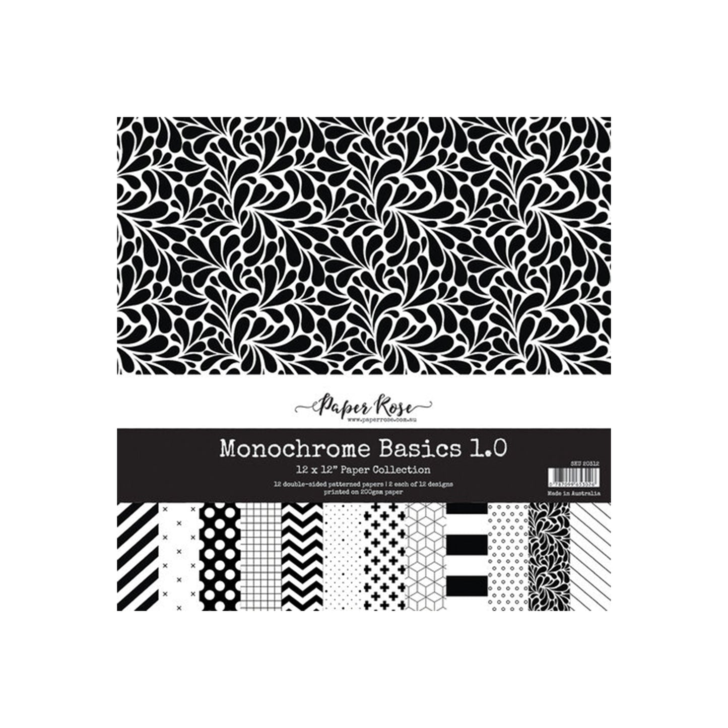 12"x12" Scrapbook Paper Black and White - 20 sheets