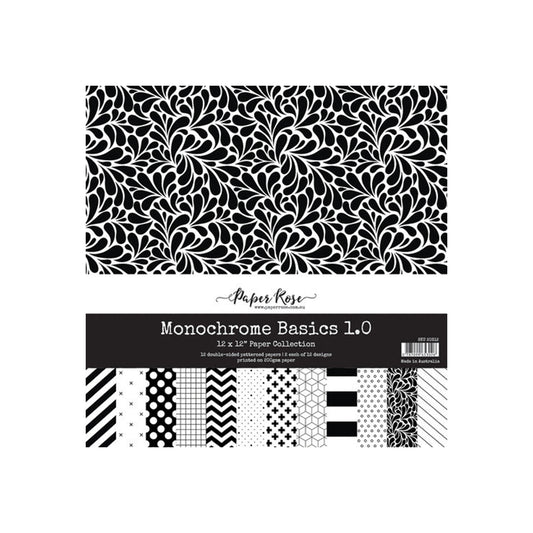 12"x12" Scrapbook Paper Black and White - 20 sheets
