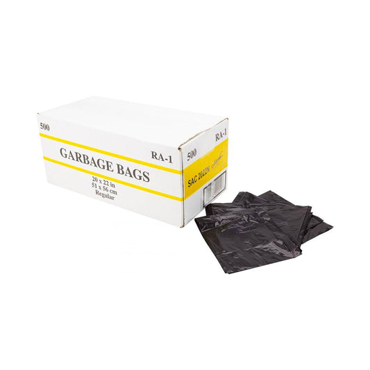 20” x 22” Black Garbage Bag  - 500 Package