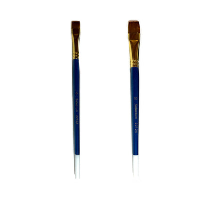 Flat golden taklonsabline brush, short handle -  Series #221