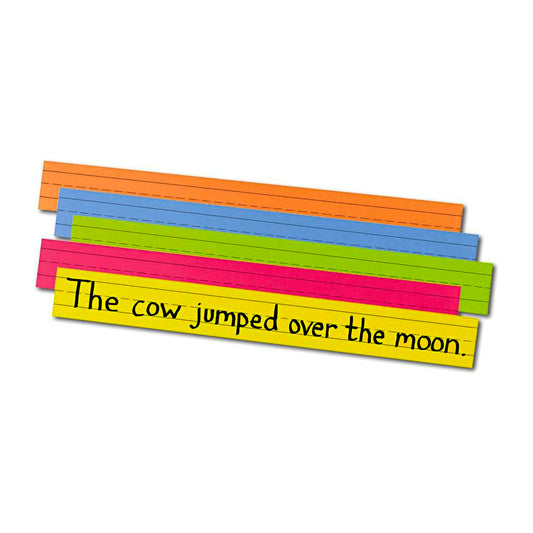 3” x 24” Coloured Tag Ruled Sentence Strips - 100 Pack