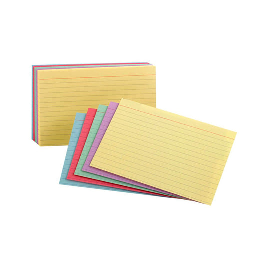 4” x 6” Ruled Coloured Index Cards – 100 Sheets