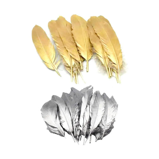 5 Goose Feathers - Gold & Silver