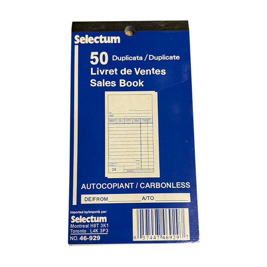 6.5" x 3.5" Duplicate Sales Book - 50 Sheets