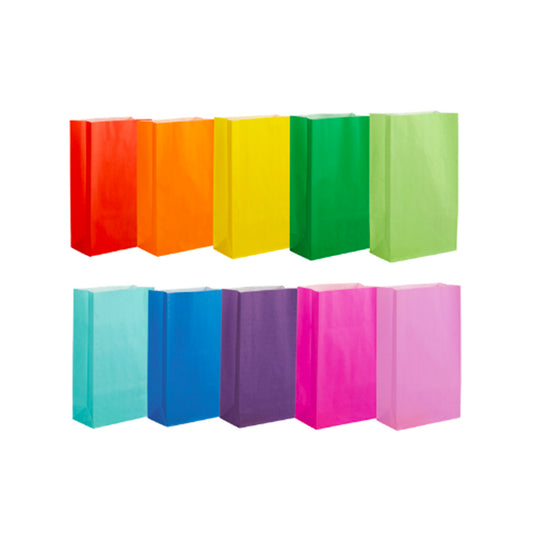 6" x 11" Bright Rainbow Coloured Party Bags - 28 Pack
