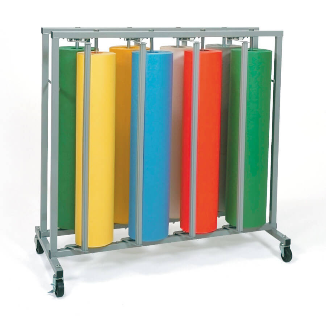 Mobile Art Roll Rack For Eight 36" Rolls, Vertical