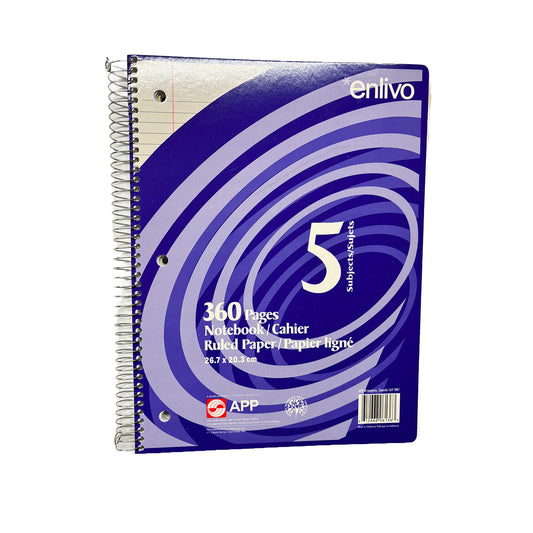 8" x 10.5" Ruled, Coiled Exercise Book - 360 Pages