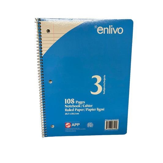 8” x 10.5” Ruled, Coiled Exercise Book – 108 Pages