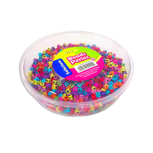 Alphabet Coloured Beads - 910 Pieces in a Tub