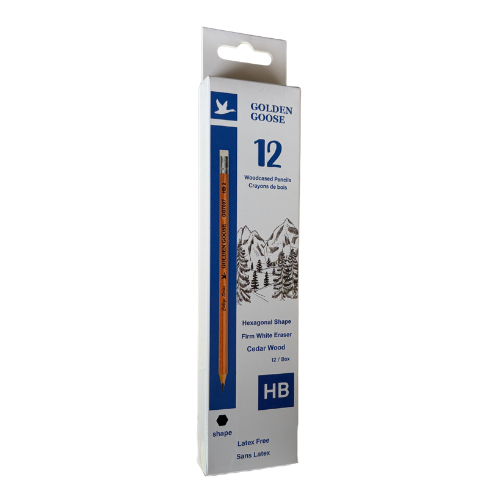 Highest Quality Golden Goose Hexagonal HB Cedar pencils With White Eraser - Box of 12