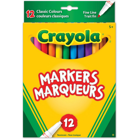 Crayola Original Fineline Markers - 12 Assorted