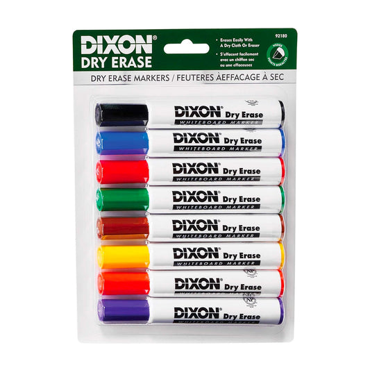 Dixon Dry Erase Marker, Chisel Tip - 8 assorted