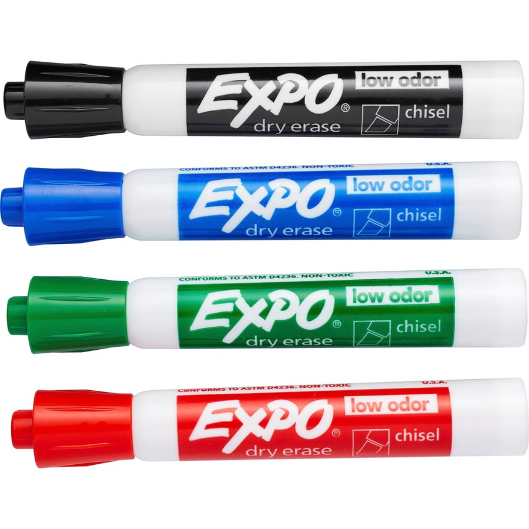 Expo 2 Dry Erase Markers, Chisel Tip - 4 Assorted