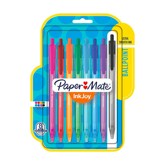 Paper Mate "Inkjoy" 100 RT Retractable Pen, Medium - Assorted 8 Pack