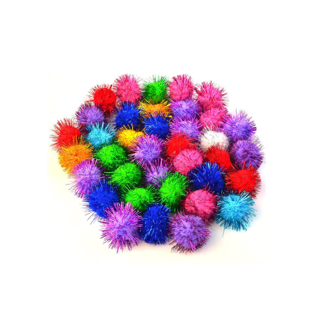 1/2” Glitter Pon Poms, Assorted Colours - 80 per Bag