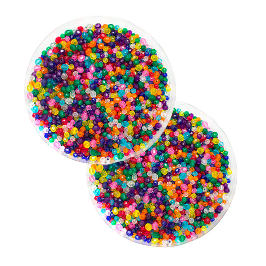 Round Coloured Beads - 200 Grams in a Tub