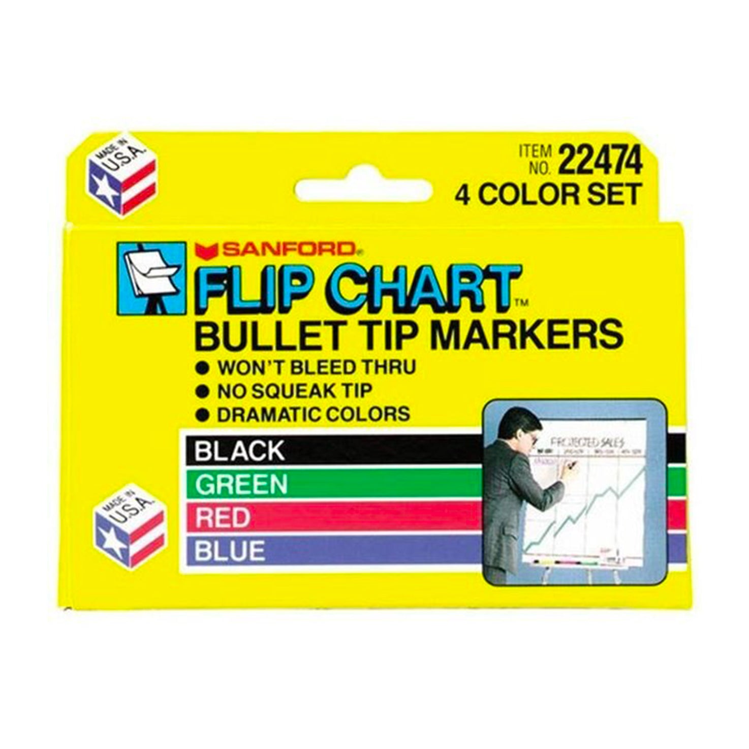 Sanford Flip Chart Marker, Bullet Tip 4 Assorted Teacher's File