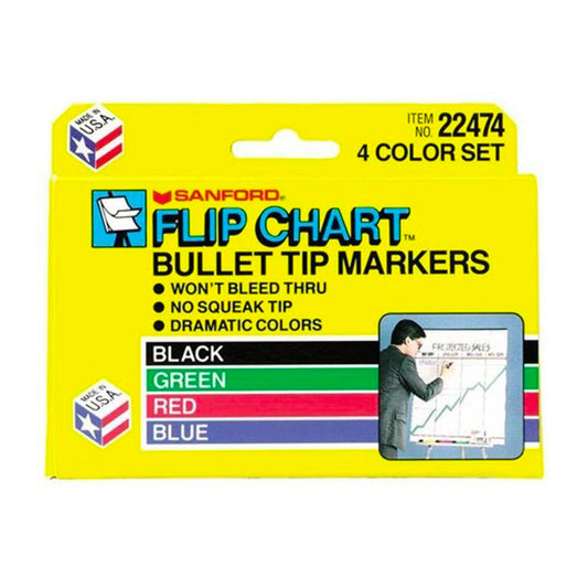 Sanford Flip Chart Marker, Bullet Tip - 4 Assorted