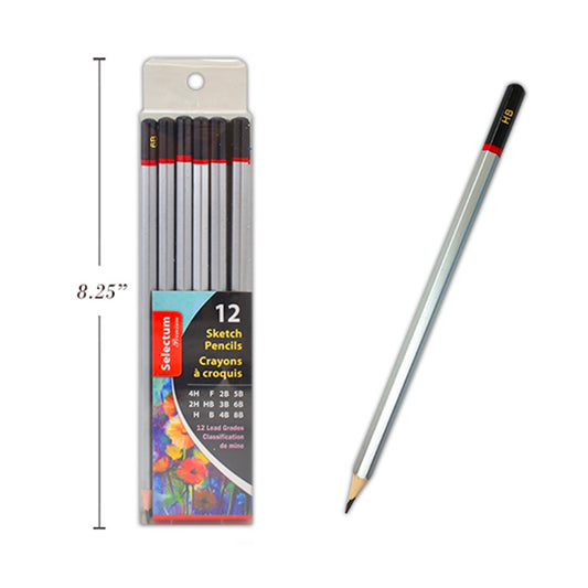 Selectum Economical Sketching/Drawing Pencils - 12 Assorted Grades