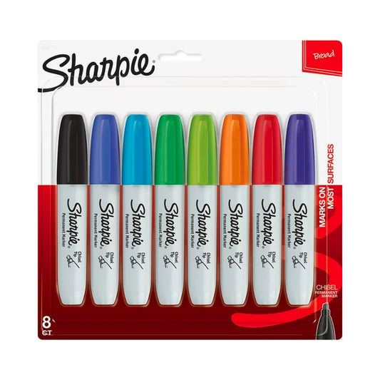 Sharpie Permanent Marker, Chisel Tip - 8 Assorted Colours