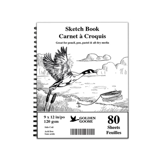 9" x 12" Golden Goose Sketch Book Side Coil Hard Cover - 80 Sheets