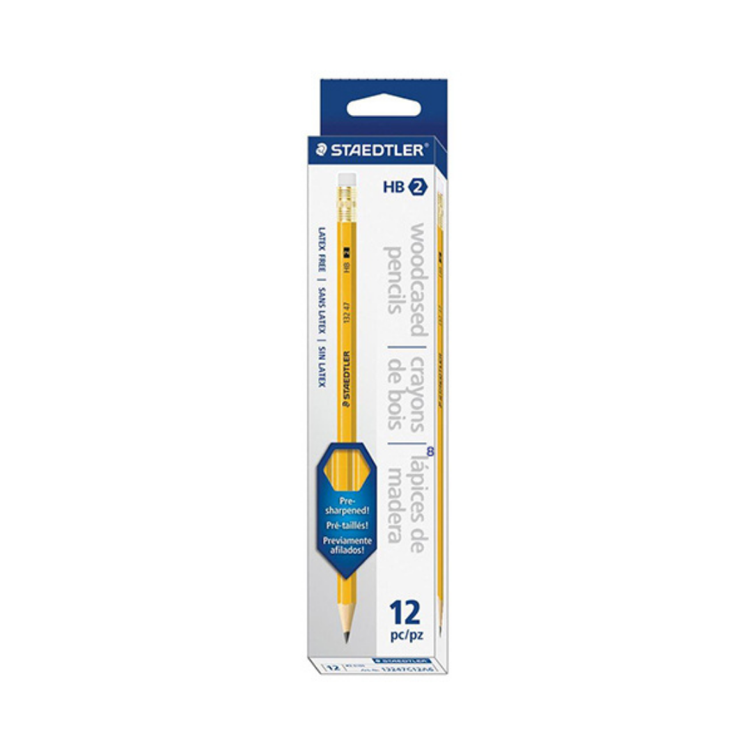 Staedtler HB Yellow Pencils With White Eraser - Box of 12