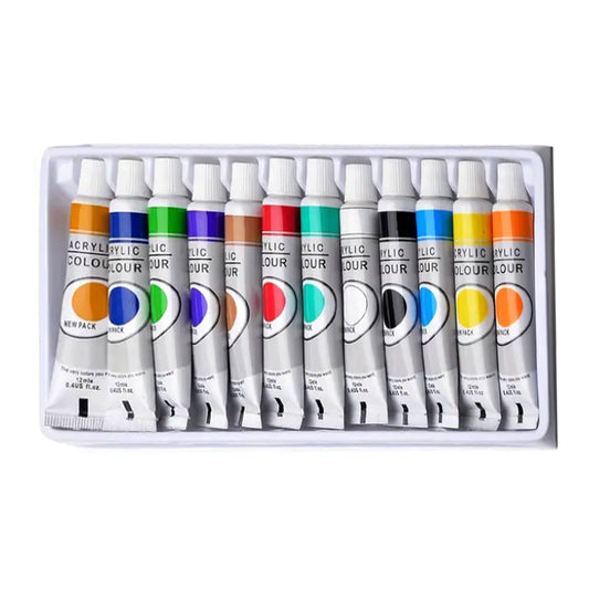 U-Art Acrylic Paint Set, Assorted Colours - 12 x 12ml Tubes