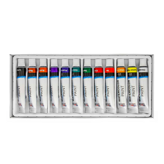 U-Art Water Colour Set, Assorted Colours - 12 x 12ml Tubes