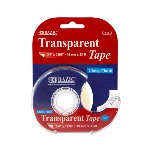 Bazic Transparent Tape – With Dispenser